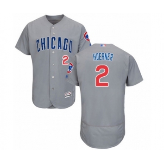 Men's Chicago Cubs #2 Nico Hoerner Grey Road Flex Base Authentic Collection Baseball Player Jersey