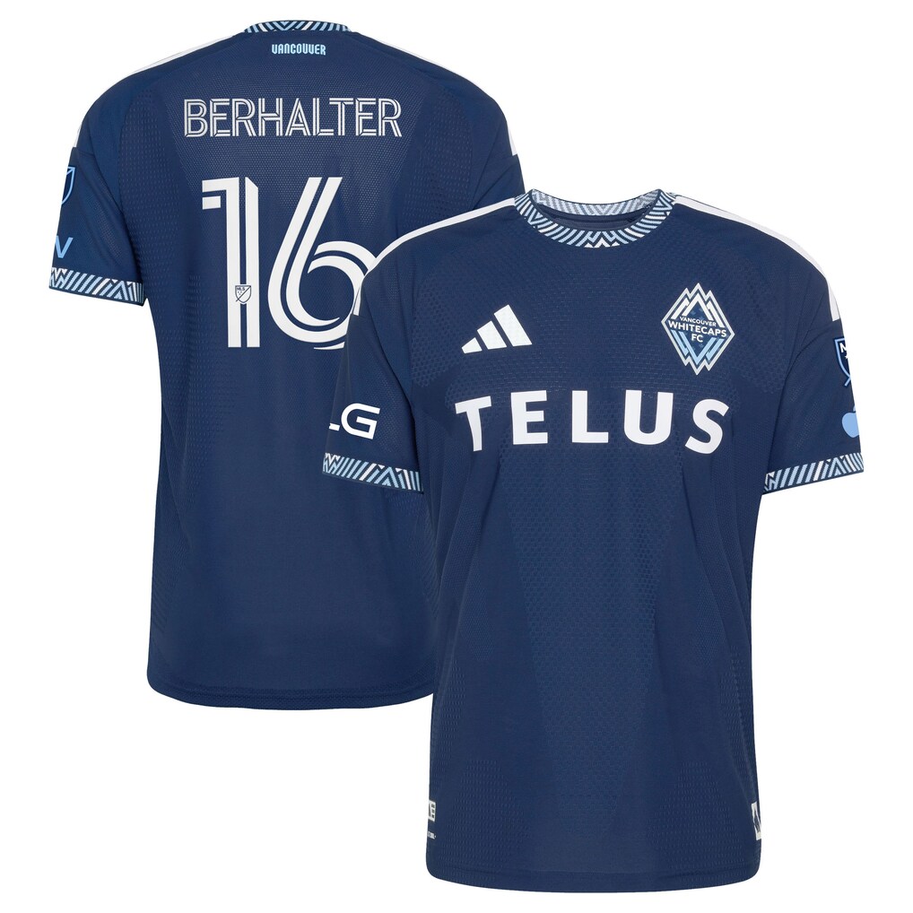 Men's Vancouver Whitecaps FC Sebastian Berhalter adidas Blue 2026 The Coastal Jersey On-Field Authentic Patch Jersey - Ujersey