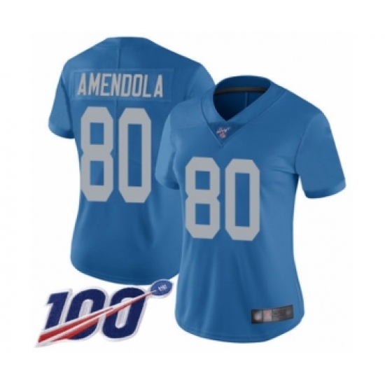 Women's Detroit Lions #80 Danny Amendola Blue Alternate Vapor Untouchable Limited Player 100th Season Football Jersey - Ujersey