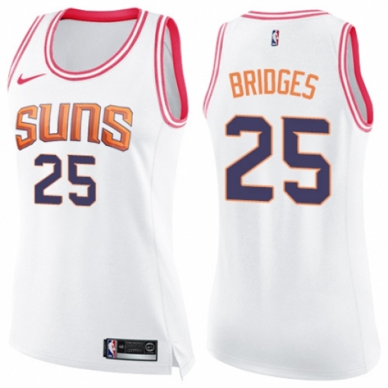 Women's Nike Phoenix Suns #25 Mikal Bridges Swingman White/Pink Fashion NBA Jersey - Ujersey
