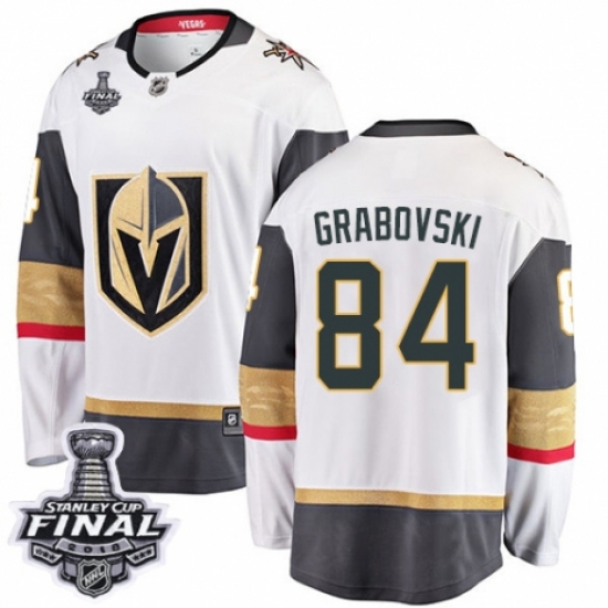 Men's Vegas Golden Knights #84 Mikhail Grabovski Authentic White Away Fanatics Branded Breakaway 2018 Stanley Cup Final NHL Jersey - Ujersey