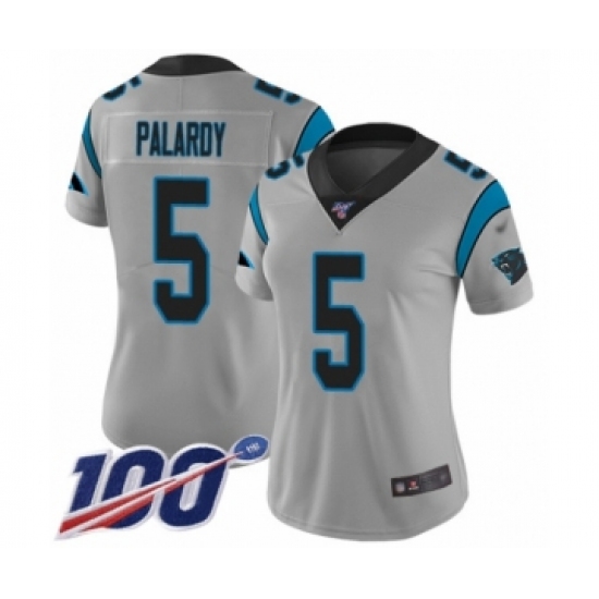Women's Carolina Panthers #5 Michael Palardy Silver Inverted Legend Limited 100th Season Football Jersey