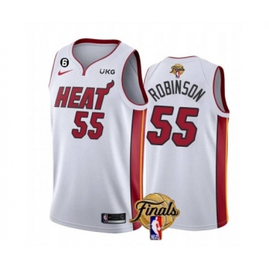 Men's Miami Heat #55 Duncan Robinson White 2023 Finals Association Edition With NO.6 Stitched Basketball Jersey - Ujersey
