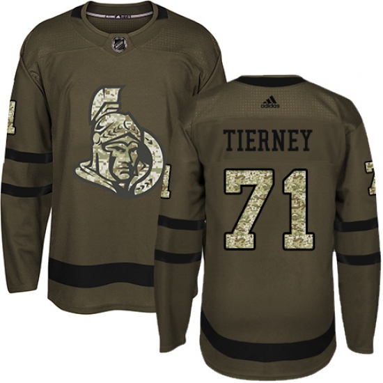 Youth Adidas Ottawa Senators #71 Chris Tierney Authentic Green Salute to Service NHL Jersey - Ujersey