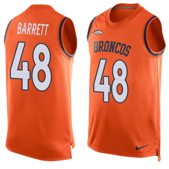 Men's Nike Denver Broncos #48 Shaquil Barrett Limited Orange Player Name & Number Tank Top NFL Jersey - Ujersey