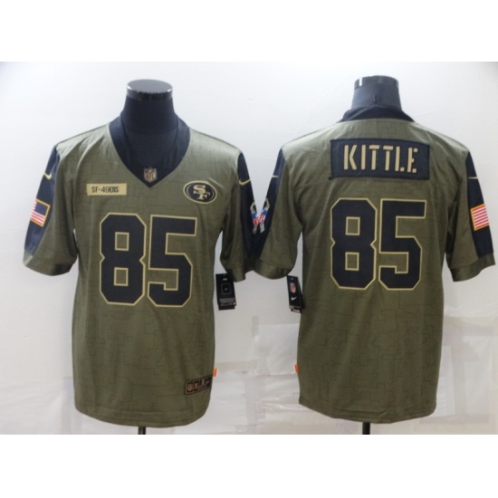 Men's San Francisco 49ers #85 George Kittle Nike Olive 2021 Salute To Service Limited Player Jersey - Ujersey