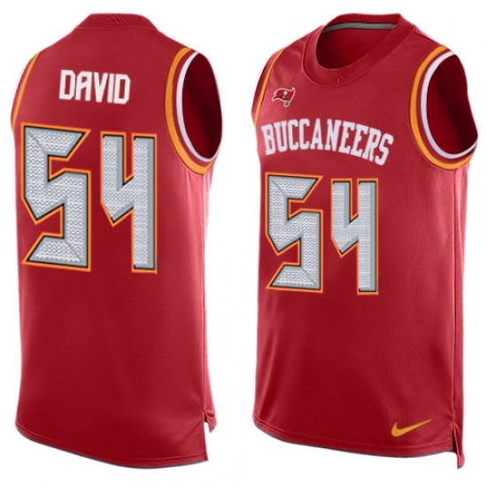Men's Nike Tampa Bay Buccaneers #54 Lavonte David Limited Red Player Name & Number Tank Top NFL Jersey - Ujersey
