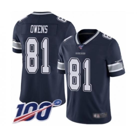 Men's Dallas Cowboys #81 Terrell Owens Navy Blue Team Color Vapor Untouchable Limited Player 100th Season Football Jersey - Ujersey