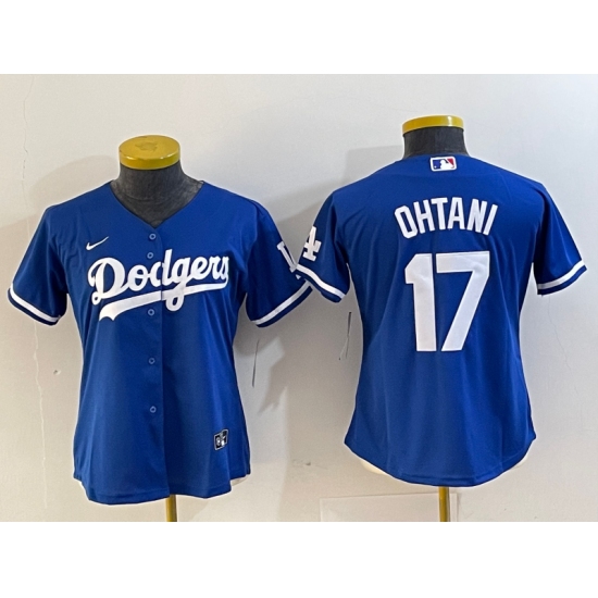 Women's Los Angeles Dodgers #17 Shohei Ohtani Blue Stitched Cool Base Nike Jersey - Ujersey