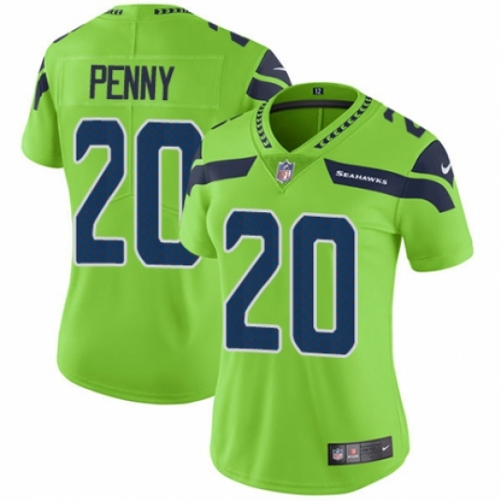 Women's Nike Seattle Seahawks #20 Rashaad Penny Limited Green Rush Vapor Untouchable NFL Jersey - Ujersey