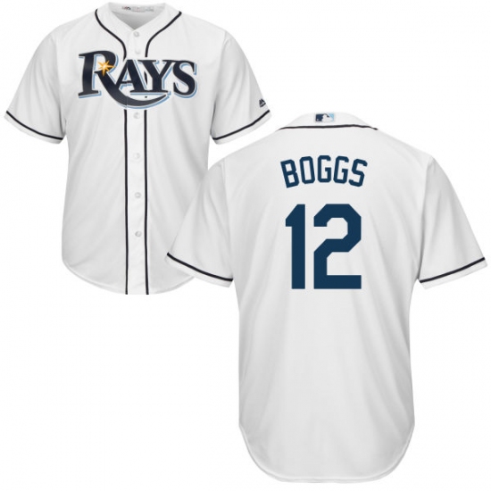 Men's Majestic Tampa Bay Rays #12 Wade Boggs Replica White Home Cool Base MLB Jersey - Ujersey