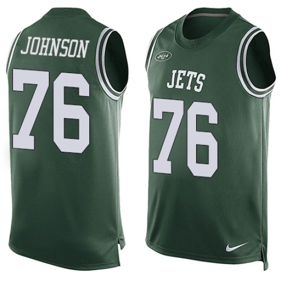 Men's Nike New York Jets #76 Wesley Johnson Limited Green Player Name & Number Tank Top NFL Jersey - Ujersey