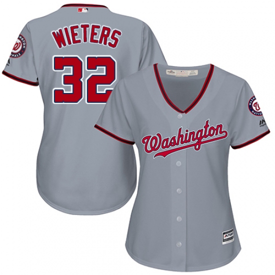 Women's Majestic Washington Nationals #32 Matt Wieters Replica Grey Road Cool Base MLB Jersey - Ujersey