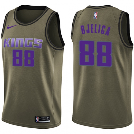 Men's Nike Sacramento Kings #88 Nemanja Bjelica Swingman Green Salute to Service NBA Jersey - Ujersey