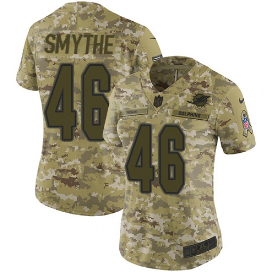 Women's Nike Miami Dolphins #46 Durham Smythe Limited Camo 2018 Salute to Service NFL Jersey - Ujersey