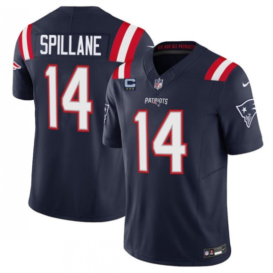 Men's New England Patriots #14 Robert Spillane Navy 2025 F.U.S.E. With 3-Star C Vapor Limited Stitched Jersey - Ujersey