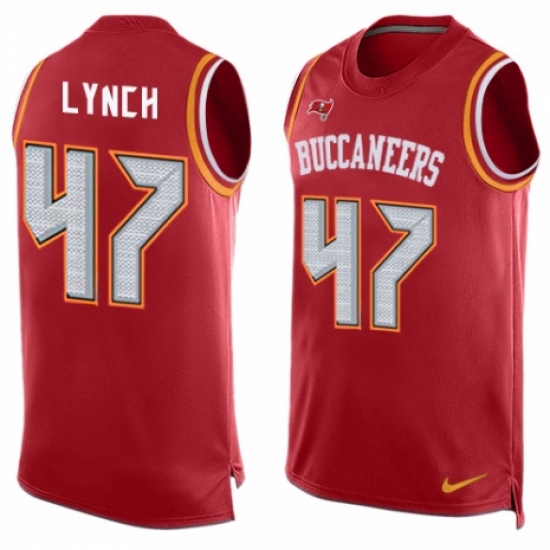 Men's Nike Tampa Bay Buccaneers #47 John Lynch Limited Red Player Name & Number Tank Top NFL Jersey - Ujersey