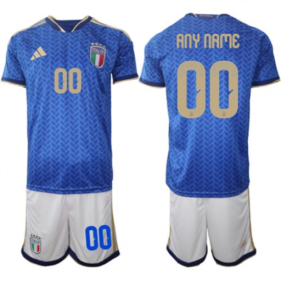 Men's Italy Custom Any Name And Number National Team FIFA x World Cup 2026 Home Blue On Field Jerseys - Ujersey