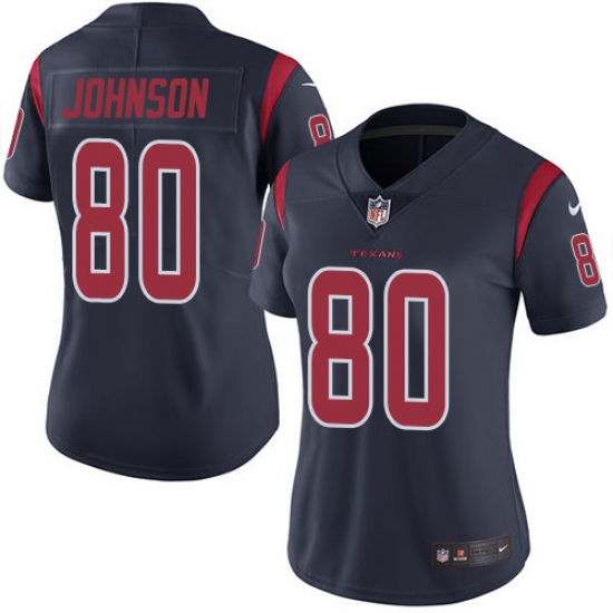 Women's Nike Houston Texans #80 Andre Johnson Limited Navy Blue Rush Vapor Untouchable NFL Jersey - Ujersey