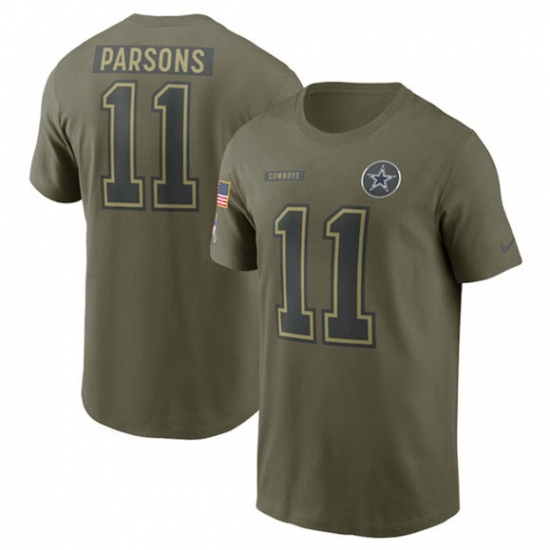 Men's Dallas Cowboys #11 Micah Parsons Olive 2025 Salute to Service Name & Number T-Shirt - Ujersey NHL