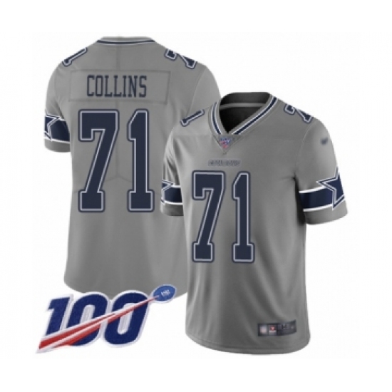 Men's Dallas Cowboys #71 La'el Collins Limited Gray Inverted Legend 100th Season Football Jersey - Ujersey