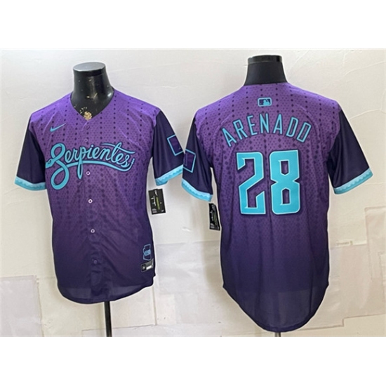 Men's Arizona Diamondbacks #28 Nolan Arenado Purple 2025 City Connect Limited Stitched Baseball Jersey - Ujersey