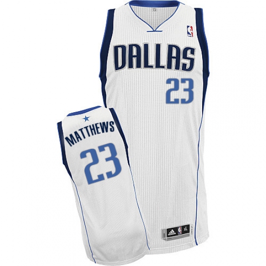 Youth Adidas Dallas Mavericks #23 Wesley Matthews Authentic White Home NBA Jersey - Ujersey