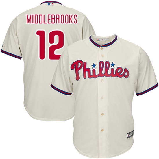Youth Majestic Philadelphia Phillies #12 Will Middlebrooks Authentic Cream Alternate Cool Base MLB Jersey - Ujersey