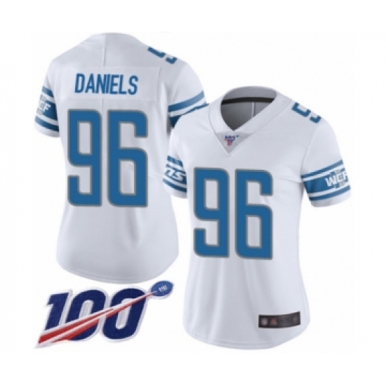 Women's Detroit Lions #96 Mike Daniels White Vapor Untouchable Limited Player 100th Season Football Jersey - Ujersey