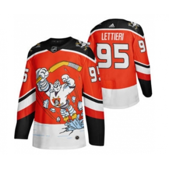 Men's Anaheim Ducks #95 Vinni Lettieri Red 2020-21 Reverse Retro Alternate Hockey Jersey - Ujersey