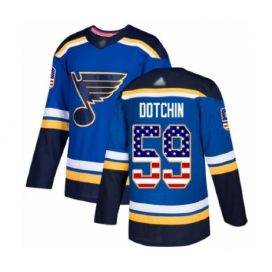 Men's St. Louis Blues #59 Jake Dotchin Authentic Blue USA Flag Fashion Hockey Jersey - Ujersey