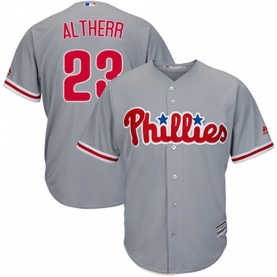 Youth Majestic Philadelphia Phillies #23 Aaron Altherr Authentic Grey Road Cool Base MLB Jersey - Ujersey
