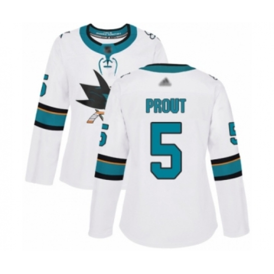 Women's San Jose Sharks #5 Dalton Prout Authentic White Away Hockey Jersey - Ujersey