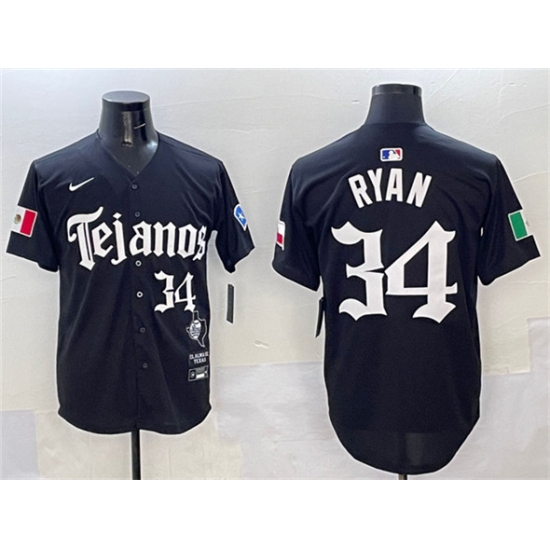 Men's Texas Rangers #34 Nolan Ryan Black Mexico 2025 Vapor Premier Limited Stitched Baseball Jersey - Ujersey