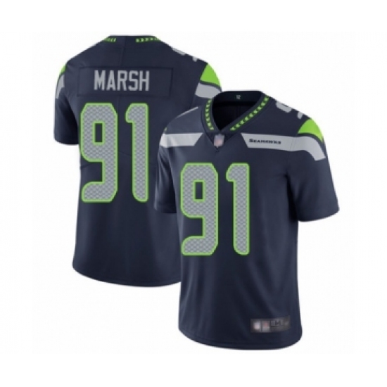 Men's Seattle Seahawks #91 Cassius Marsh Navy Blue Team Color Vapor Untouchable Limited Player Football Jersey - Ujersey