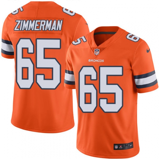 Men's Nike Denver Broncos #65 Gary Zimmerman Limited Orange Rush Vapor Untouchable NFL Jersey - Ujersey
