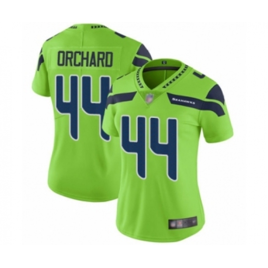Women's Seattle Seahawks #44 Nate Orchard Limited Green Rush Vapor Untouchable Football Jersey - Ujersey