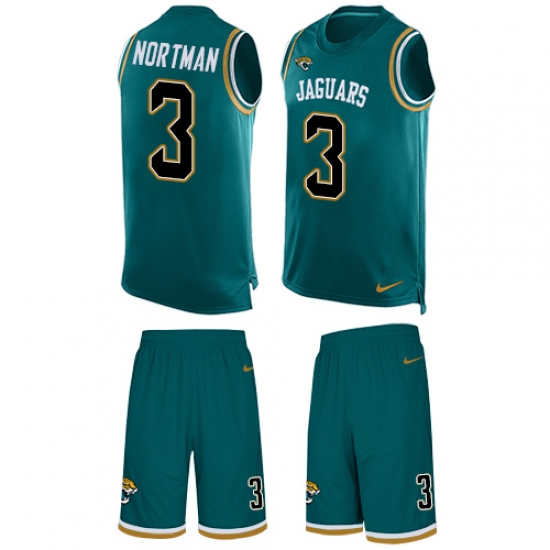 Men's Nike Jacksonville Jaguars #3 Brad Nortman Limited Teal Green Tank Top Suit NFL Jersey - Ujersey