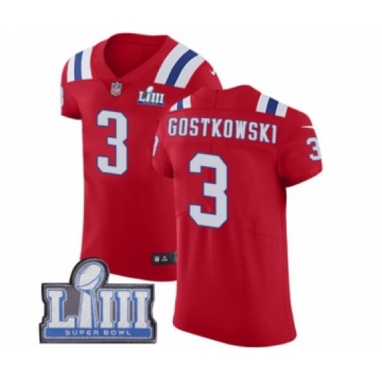 Men's Nike New England Patriots #3 Stephen Gostkowski Red Alternate Vapor Untouchable Elite Player Super Bowl LIII Bound NFL Jersey - Ujersey