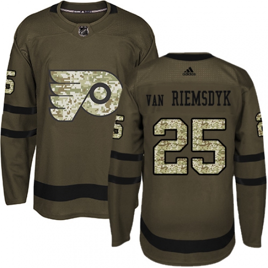 Men's Adidas Philadelphia Flyers #25 James Van Riemsdyk Authentic Green Salute to Service NHL Jersey - Ujersey