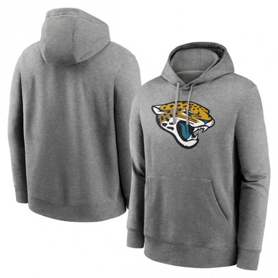 Men's Jacksonville Jaguars Heather Gray Primary Logo Long Sleeve Hoodie - Ujersey