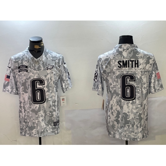 Men's Philadelphia Eagles #6 DeVonta Smith Arctic Camo 2024 FUSE Salute to Service Limited Stitched Jersey - Ujersey