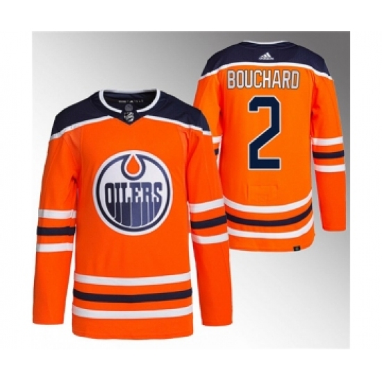 Men's Edmonton Oilers #2 Evan Bouchard Orange Stitched Jersey - Ujersey