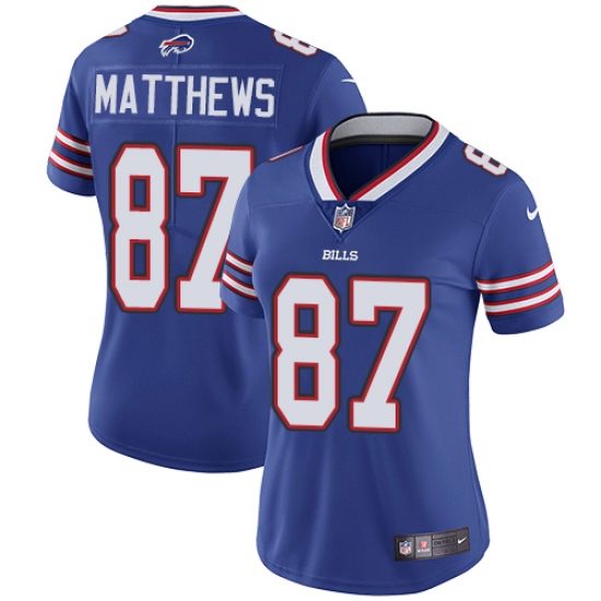 Women's Nike Buffalo Bills #87 Jordan Matthews Royal Blue Team Color Vapor Untouchable Elite Player NFL Jersey - Ujersey