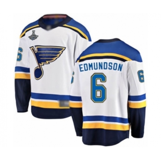 Men's St. Louis Blues #6 Joel Edmundson Fanatics Branded White Away Breakaway 2019 Stanley Cup Champions Hockey Jersey - Ujersey