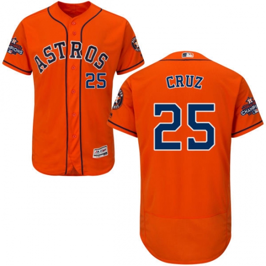 Men's Majestic Houston Astros #25 Jose Cruz Jr. Authentic Orange Alternate 2017 World Series Champions Flex Base MLB Jersey - Ujersey
