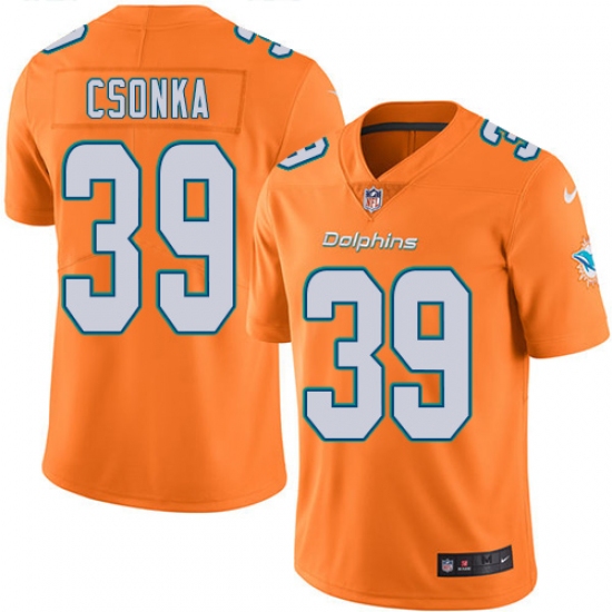 Youth Nike Miami Dolphins #39 Larry Csonka Limited Orange Rush Vapor Untouchable NFL Jersey - Ujersey