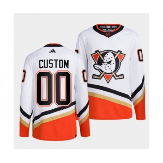 Men's Anaheim Ducks Custom White 2022-23 Reverse Retro Stitched Jersey - Ujersey