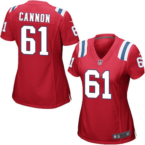 Women's Nike New England Patriots #61 Marcus Cannon Game Red Alternate NFL Jersey - Ujersey