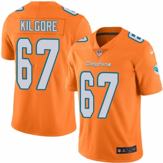 Youth Nike Miami Dolphins #67 Daniel Kilgore Limited Orange Rush Vapor Untouchable NFL Jersey - Ujersey